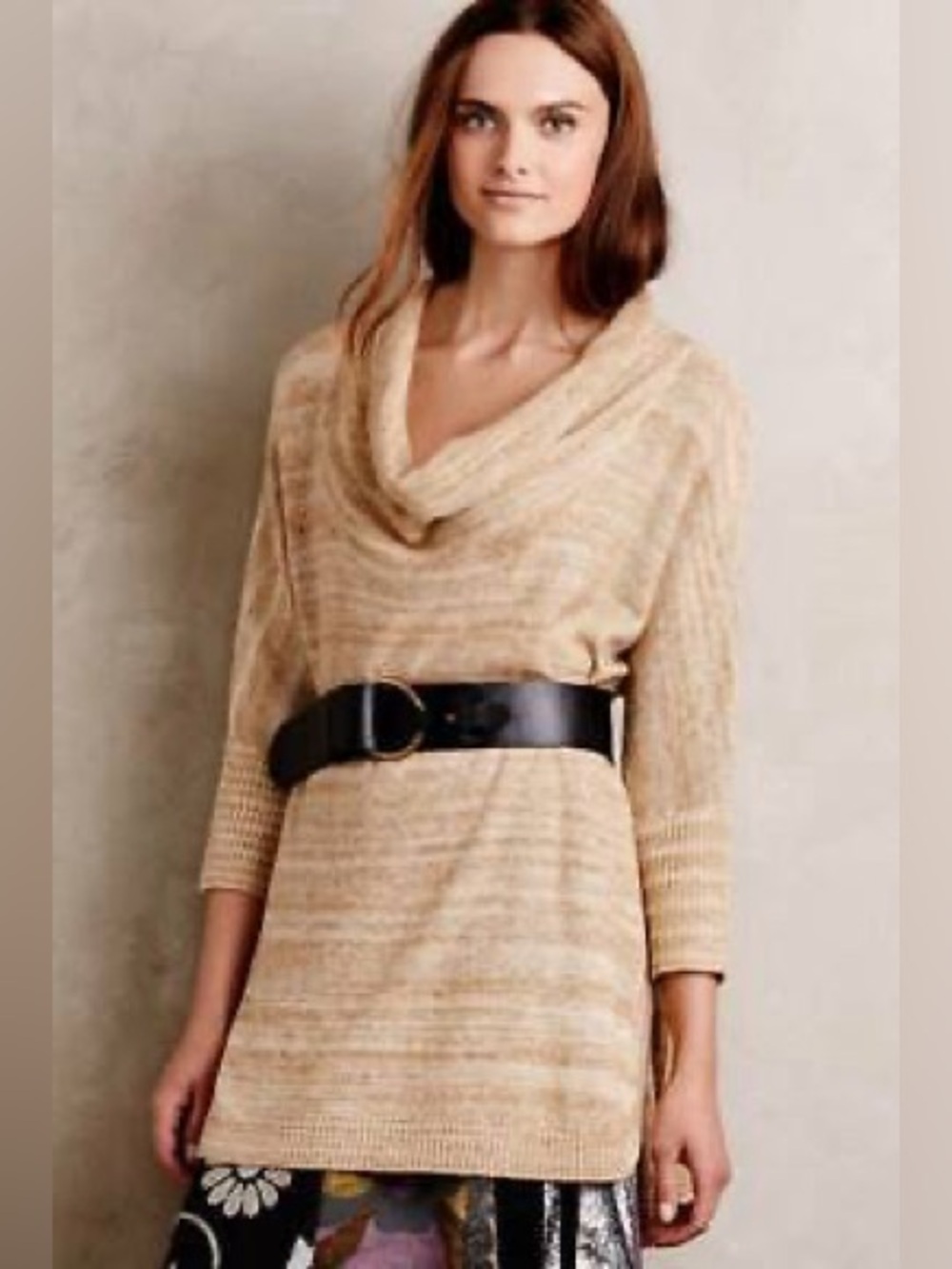 Anthropologie Field Flower Marled Cowl Neck Tunic